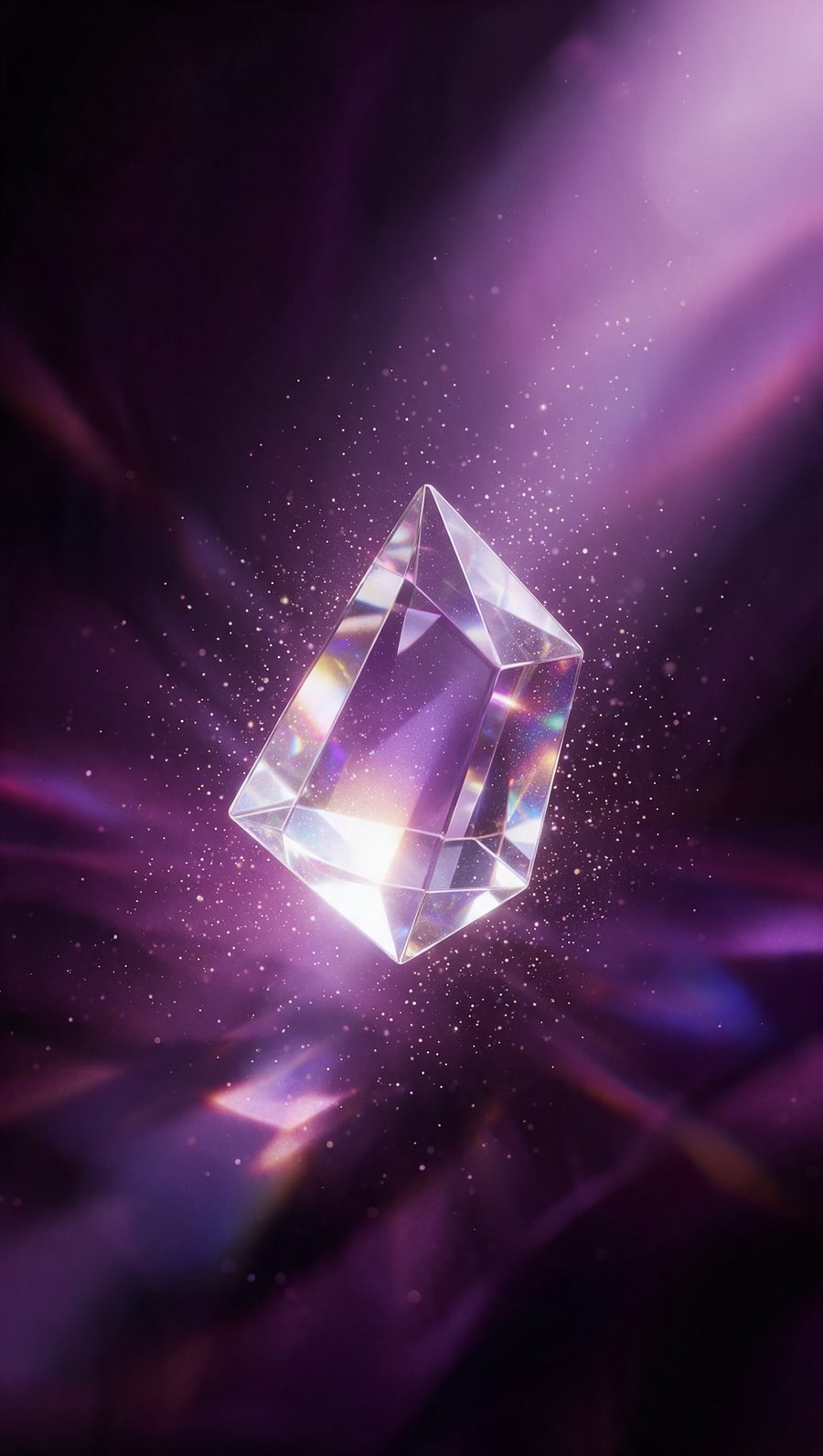 Prisma de cristal em luz roxa